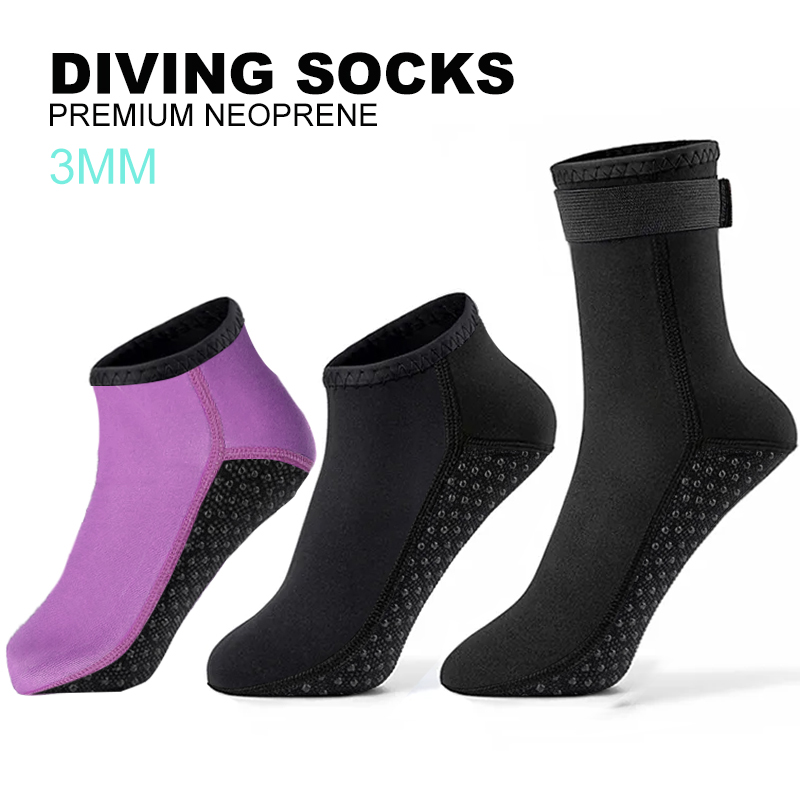 Wetsuit 3Mm Neoprene - ถุงเท้าดำน้ำนีโอพรีน3มม. วัสดุนิ่มกันลื่นถุงเท้าแห้งเร็วพายเรือคายัคเล่นเซิร์ฟชายหาดสำหรับผู้หญิงถุงเท้าชุดดำน้ำสำหรับผู้ชาย