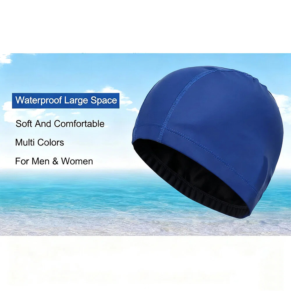Aquatic Sports Hat - หมวกว่ายน้ำกันน้ำ PU สำหรับทุกเพศ - สำหรับผู้ชาย/ผู้หญิงผู้ใหญ่ (ไซส์ใหญ่)