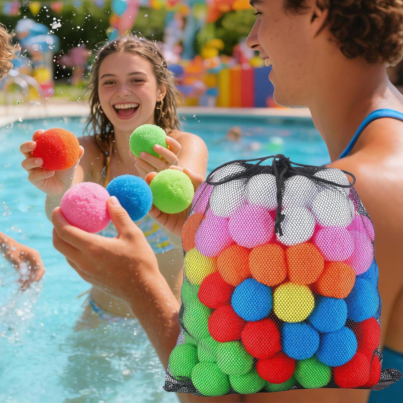 Aquatic Sports - 60 ชิ้น ลูกบอลฟองน้ำน้ำแบบใช้ซ้ำได้ ของเล่นนุ่มนิ่ม กิจกรรมปาร์ตี้ฤดูร้อน ของเล่นบอลลูนดูดซับน้ำ