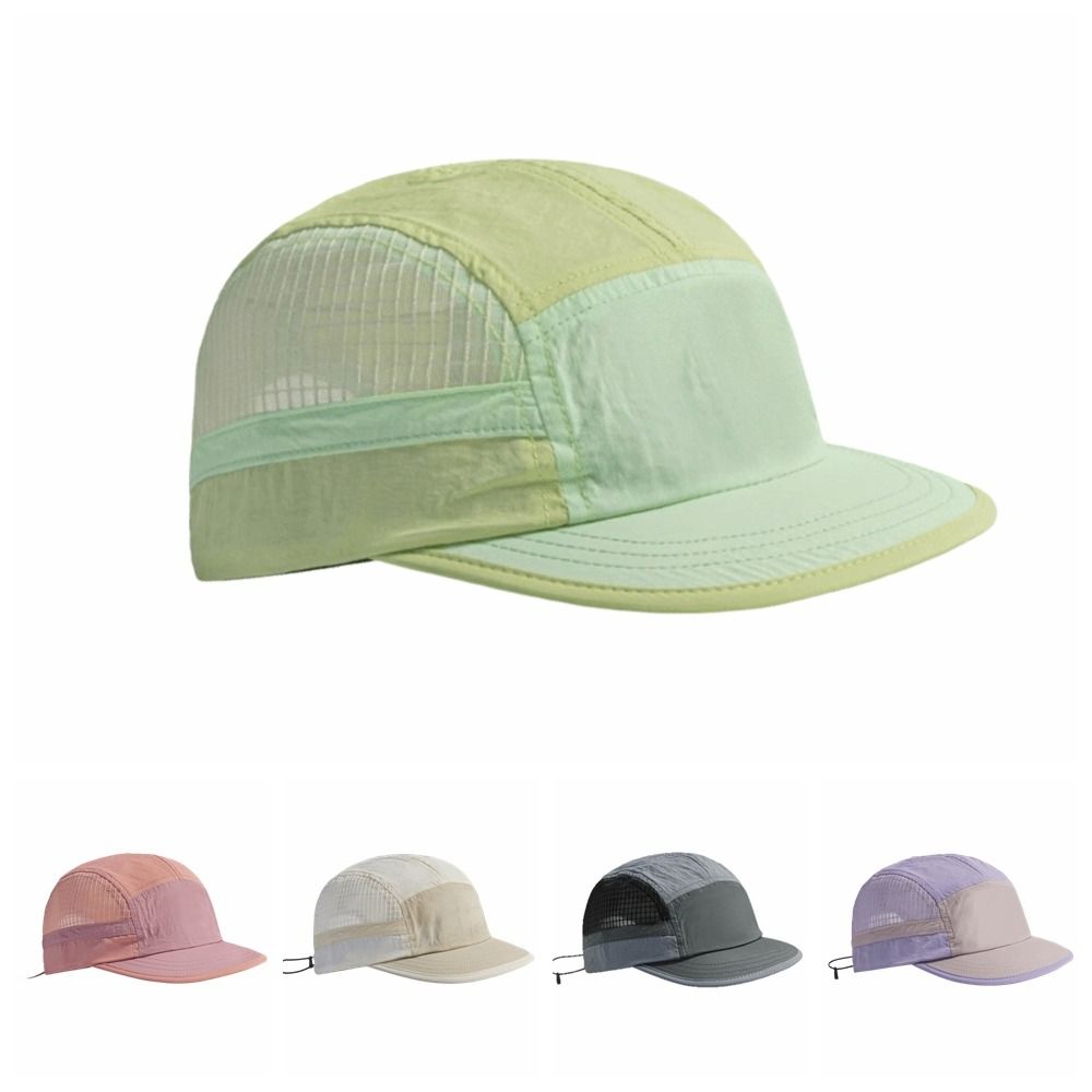 Aquatic Sports Hat - หมวกเบสบอลแบบแห้งเร็ว ลายบล็อกสี ทรงเรโทร 5 ชิ้น ชิ้นส่วนขอบหมวกนุ่ม