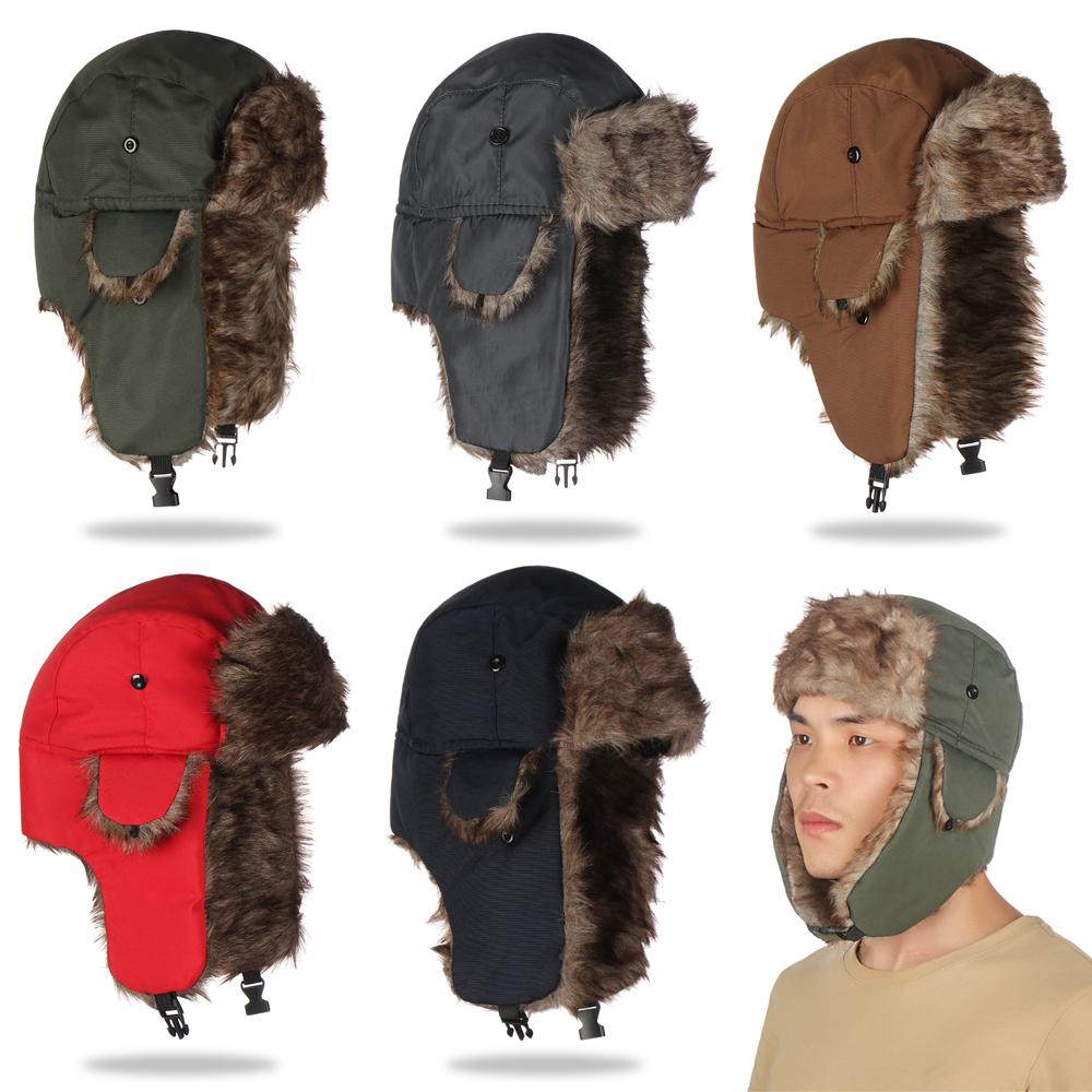 Aquatic Sports Hat - หมวกกันหนาวแบบรัสเซียสำหรับผู้ชาย หมวกนักบิน หมวกทหาร หมวกกันน้ำ หมวกสกี หมวกบอมเบอร์