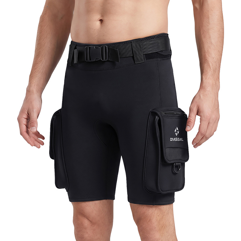 Wetsuit 3Mm Neoprene - กางเกงขาสั้นเวทสูทสำหรับผู้ชาย 3 มม. กางเกงดำน้ำนีโอพรีนพร้อมกระเป๋ากางเกงโต้คลื่นสำหรับกีฬาทางน้ำว่ายน้ำดำน้ำดูปะการังพายเรือดำน้ำ