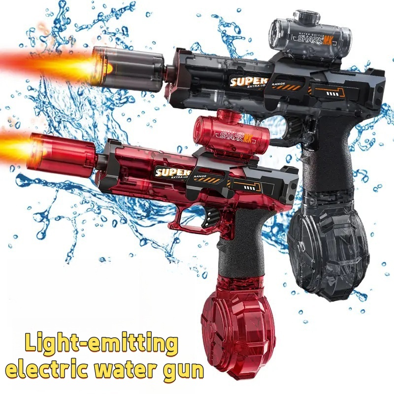 Aquatic Sports - ปืนฉีดน้ำไฟ LED ของเล่นเด็ก ปืนฉีดน้ำอัตโนมัติพร้อมเซ็นเซอร์ไฟ ของเล่นสำหรับเด็กเล่นกลางแจ้ง ชายหาด