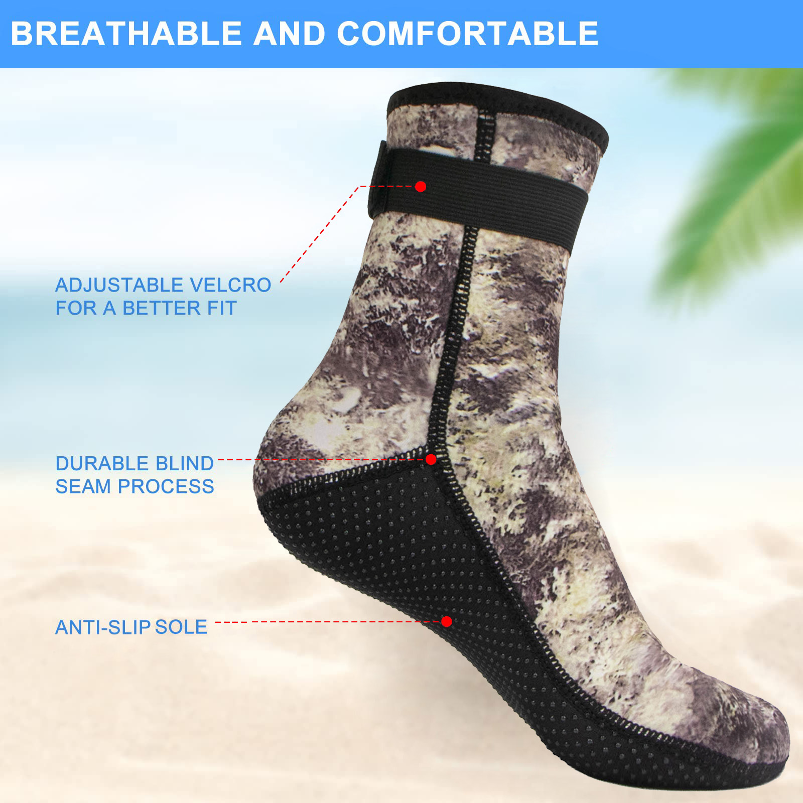 3mm ถุงเท้าน้ํา Neoprene ถุงเท - Wetsuit 3Mm Neoprene บทวิจารณ์และราคา